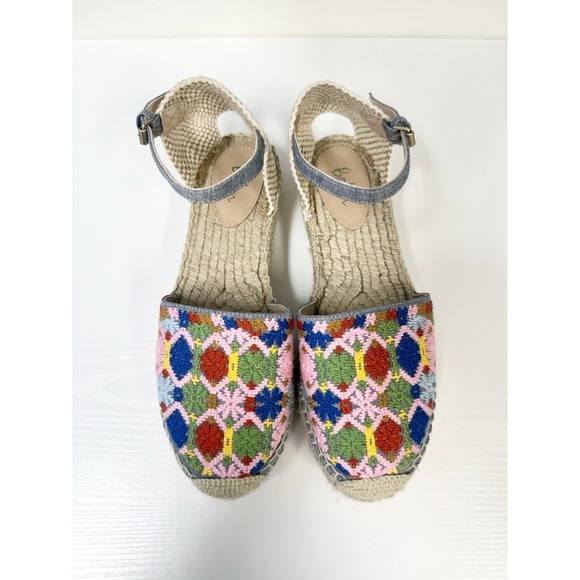 Boden Shoes - Boden Multicolor Floral Embroidered Denim Espadrilles 40 9